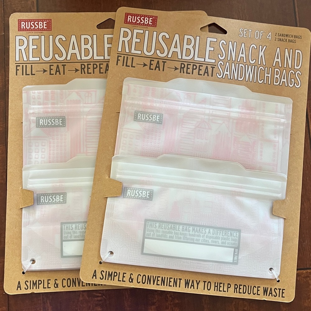 Russbe Reusable Snack and Sandwich Bags Set of 8.  (022)